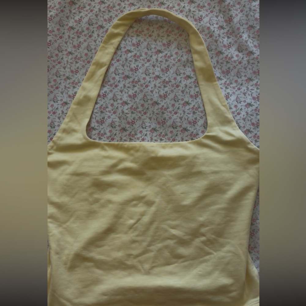 garage butter yellow aesthetic halter top tank top cropped shirt summer
